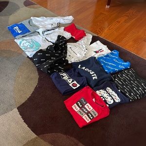 18 piece lot boys t-shirts hoodies and sweaters Fila, Lacoste, Vans, Champions